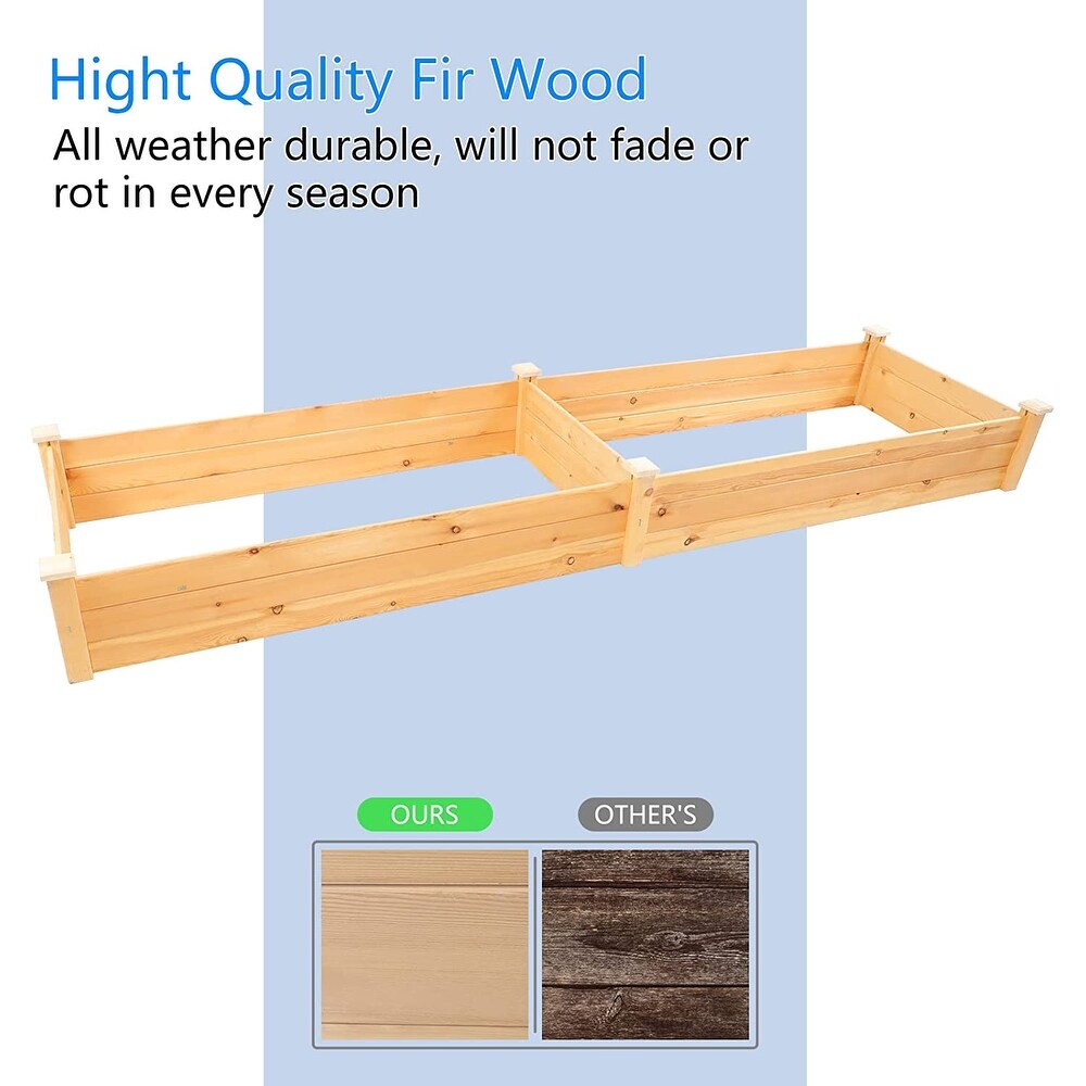 Outdoor 8ft Wooden Raised Garden Bed Planter Kit