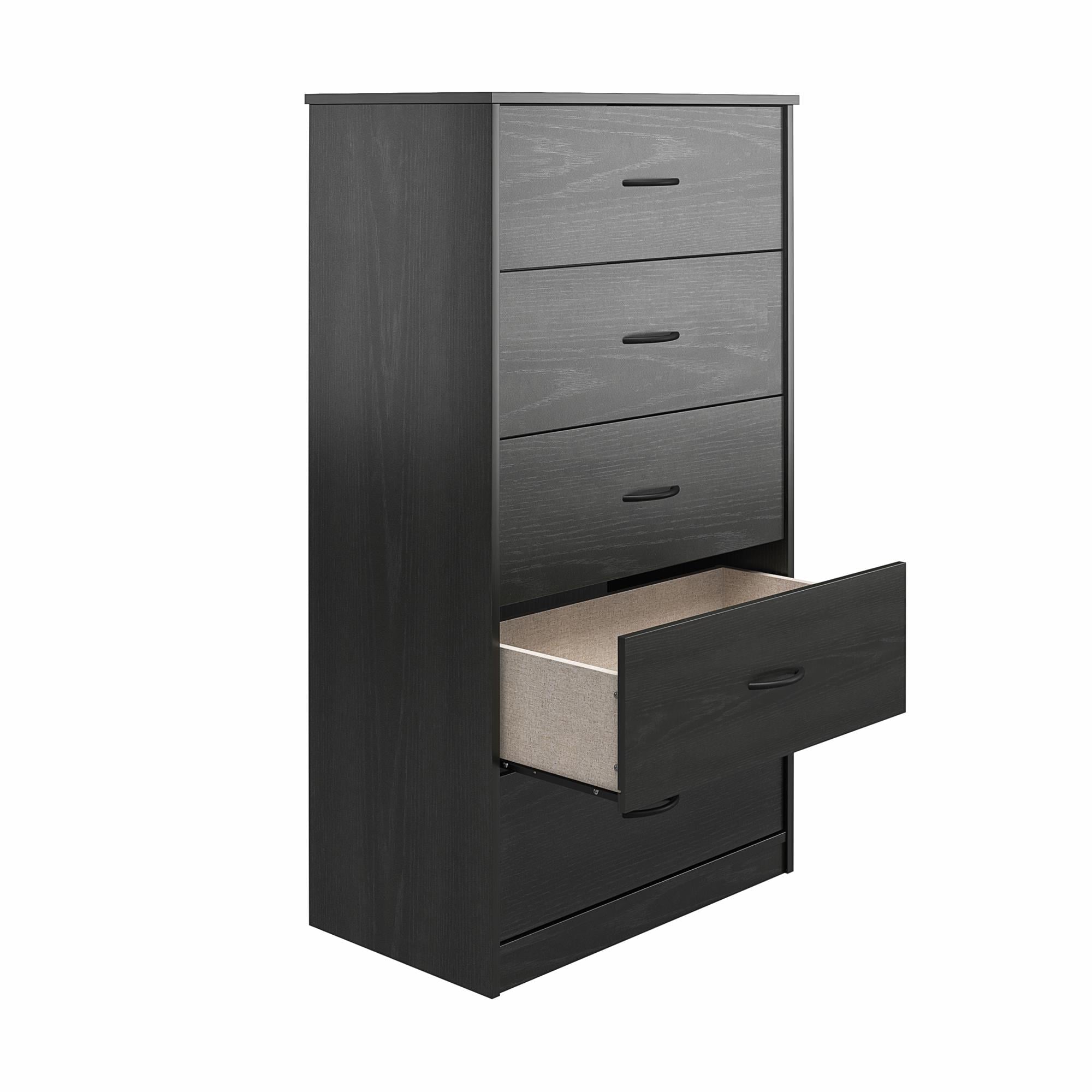 Mainstays Classic 5 Drawer Dresser, Black Oak