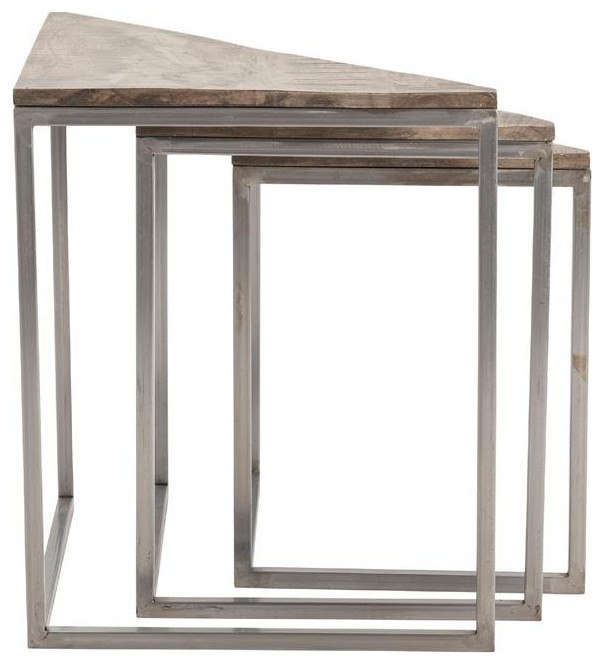 Pemberly Row Corner Nested Tables with Brown Mango Wood   Contemporary   Coffee Table Sets   by Homesquare  Houzz