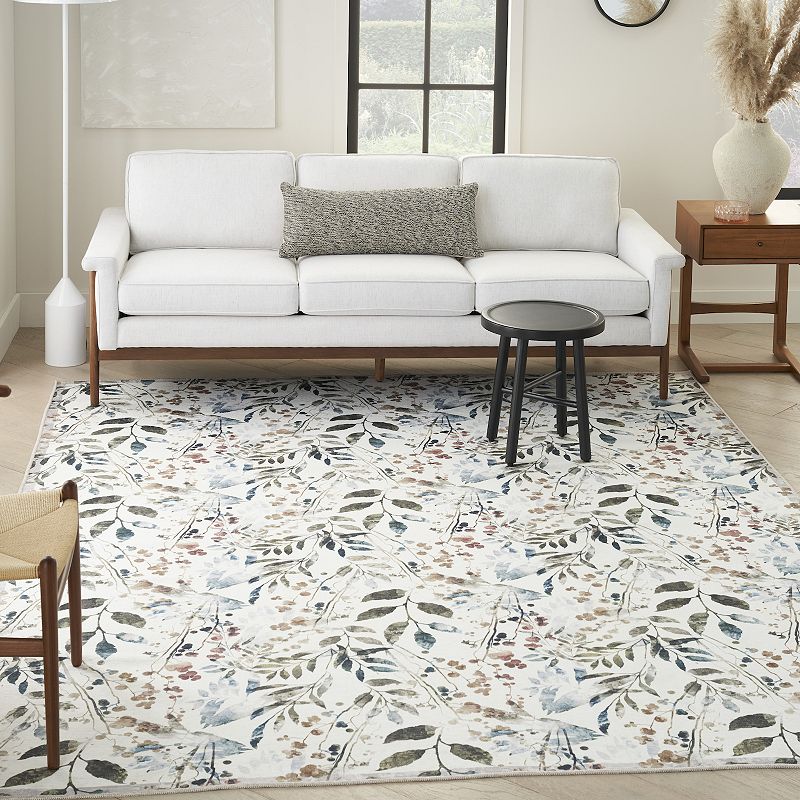 Nourison Washables Contemporary Floral Indoor Non-skid Area Rug