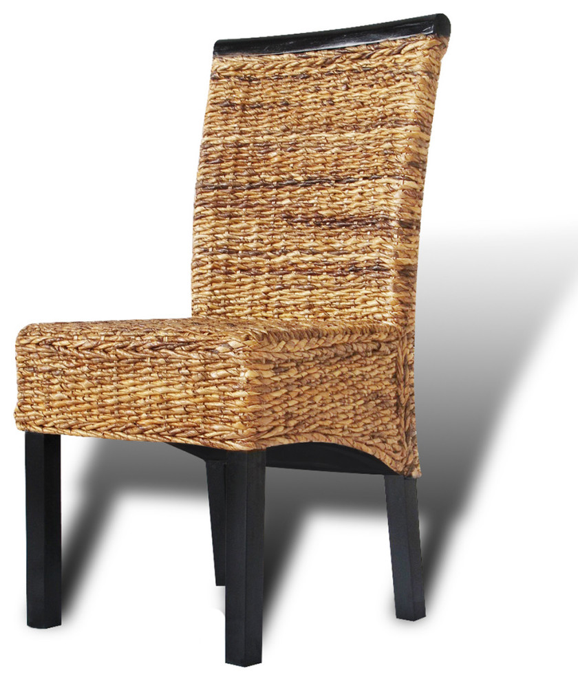 vidaXL 4x Dining Chair w/ Backrest Solid Mango Wood Rattan Abaca Wicker Seats   Tropical   Dining Chairs   by vidaXL LLC  Houzz