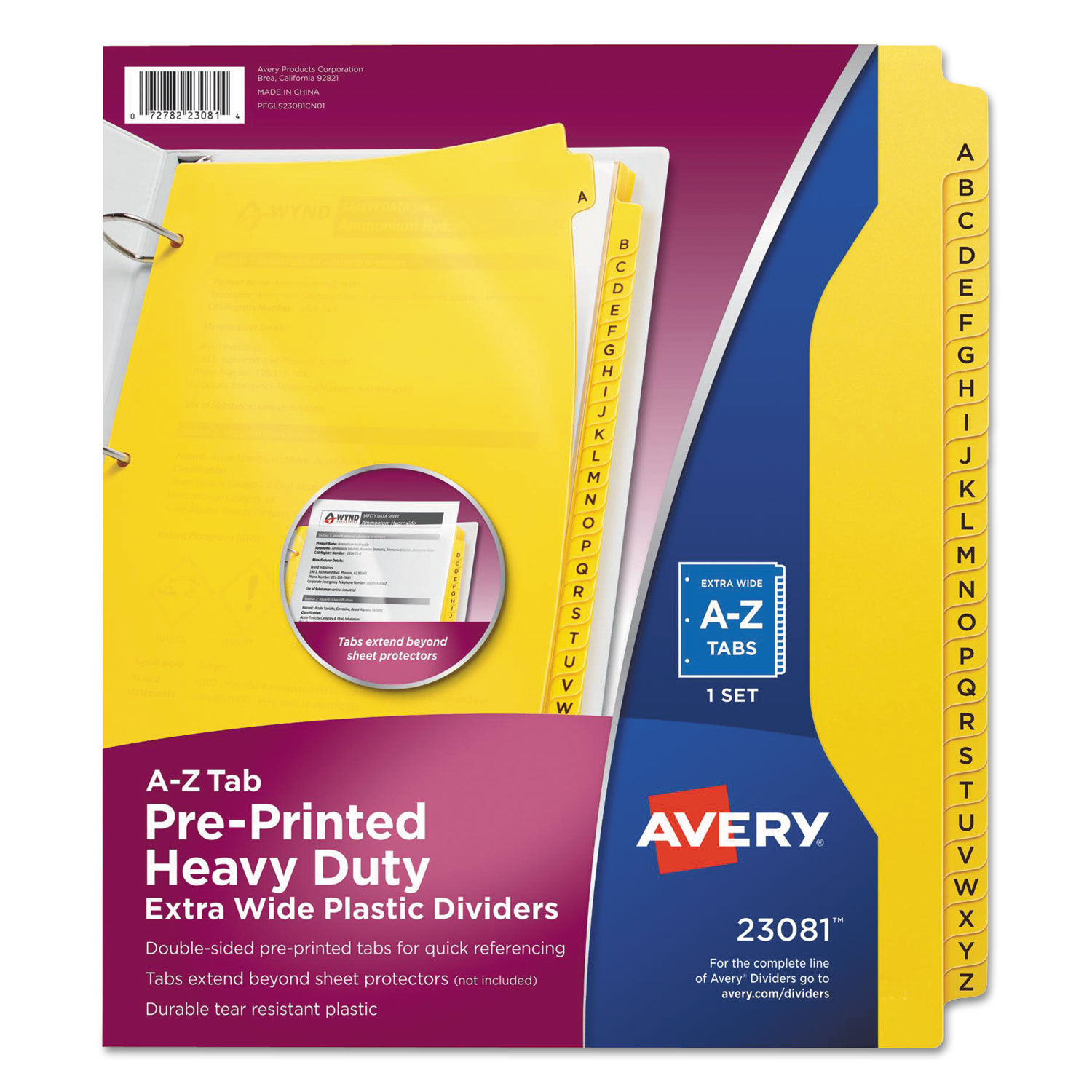 Heavy-Duty Preprinted Plastic Tab Dividers by Averyandreg; AVE23081