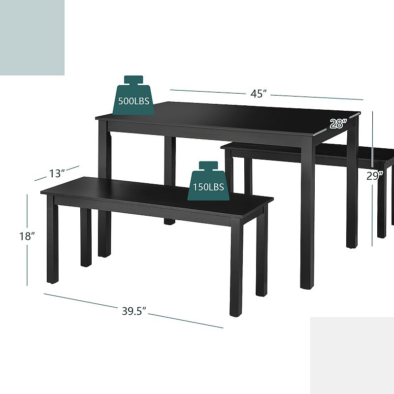 3 Pieces Modern Studio Collection Table Dining Set