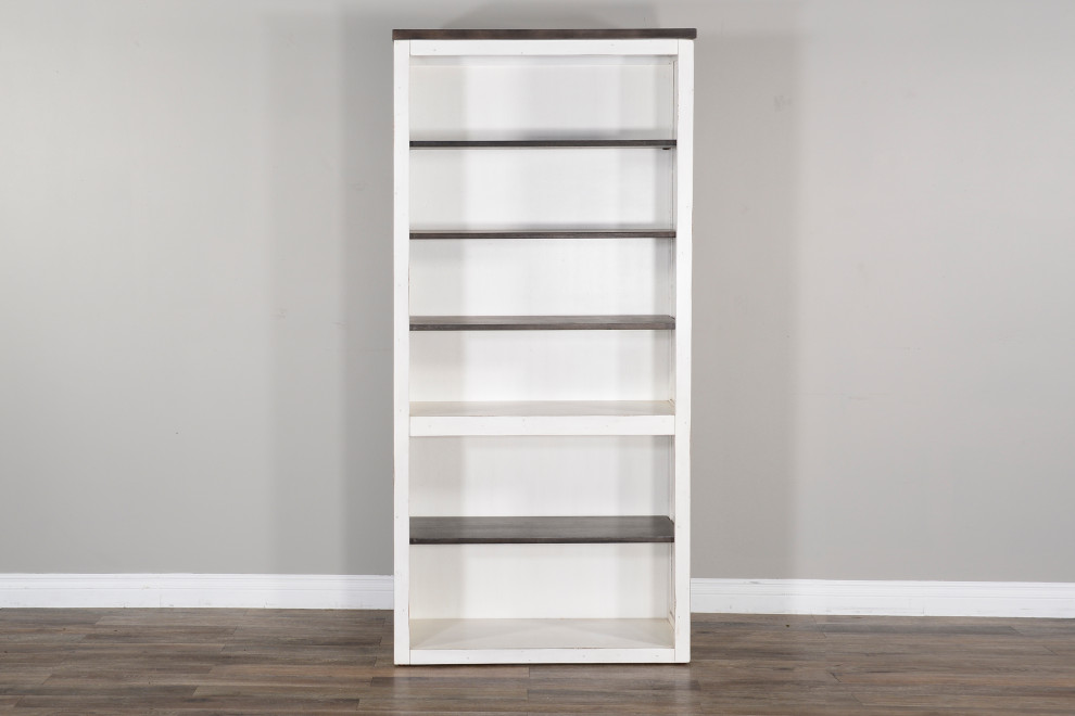 76 quotTall Home Office White and Black Bookcase Display Storage   Farmhouse   Bookcases   by Sideboards and Things  Houzz