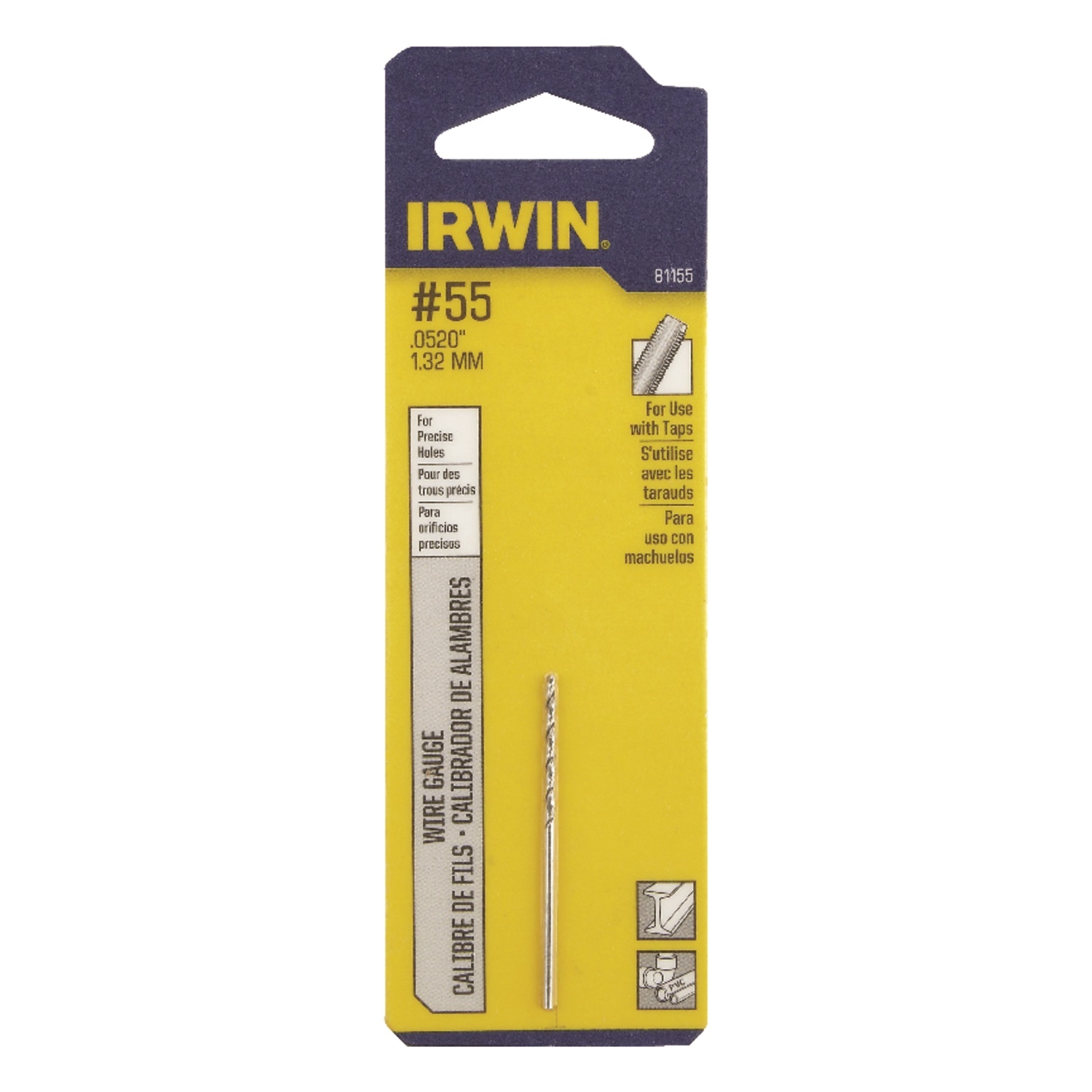 Irwin 55 X 1-7/8 in. L High Speed Steel Wire Gauge Bit 1 pc