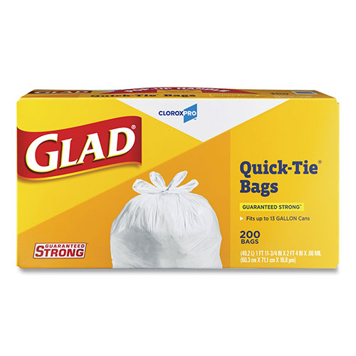 Clorox Glad Tall Kitchen Quick-Tie Bags | 13 gal， 0.66 mil， 23.75