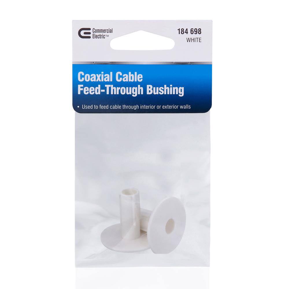 Commercial Electric Coaxial Cable Feed-Through Bushing White COAX BUSH WH