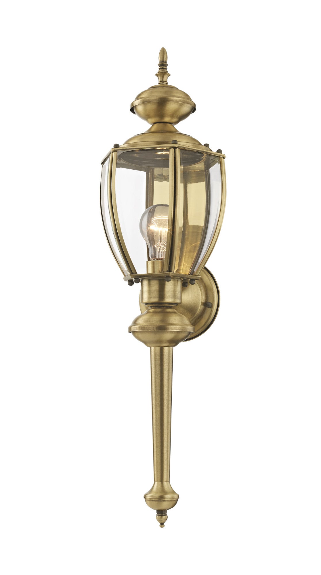 Livex Outdoor Basics 2112-02 Outdoor Wall Lantern - Polished Brass - 7W in.