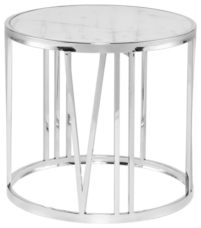 Matteo White Marble Side Table   Contemporary   Side Tables And End Tables   by Rustic Home Furniture Deco  Houzz