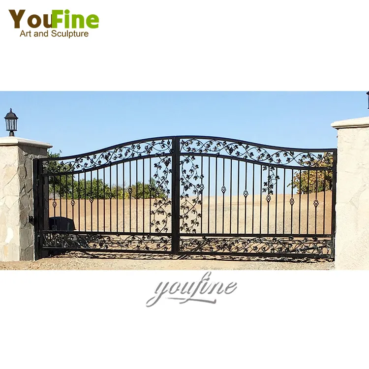 Luxury factory price modern wrought iron main gate design