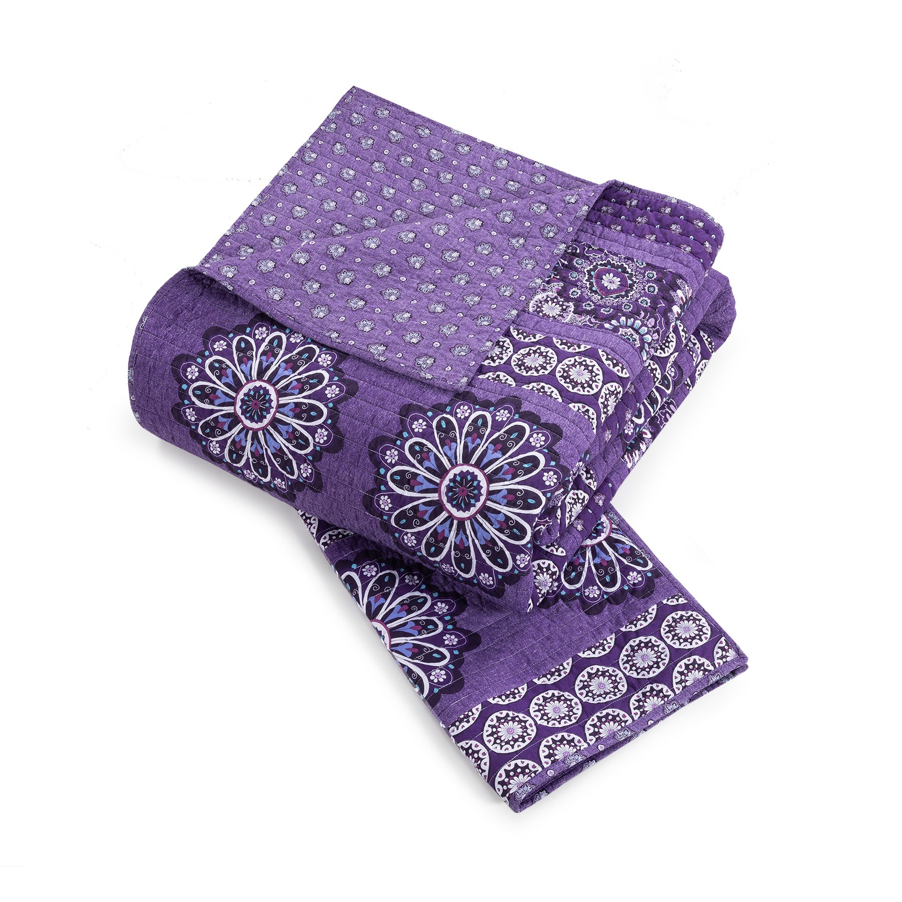 Tranquil Medallion Purple Quilt Set, Full - Queen