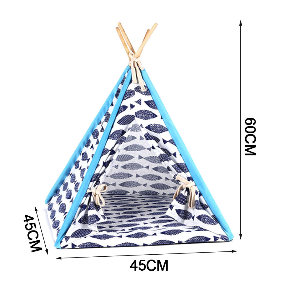 Washable Pet Tent Dog Bed Cat Shed House Portable Pet Teepee House with Mat