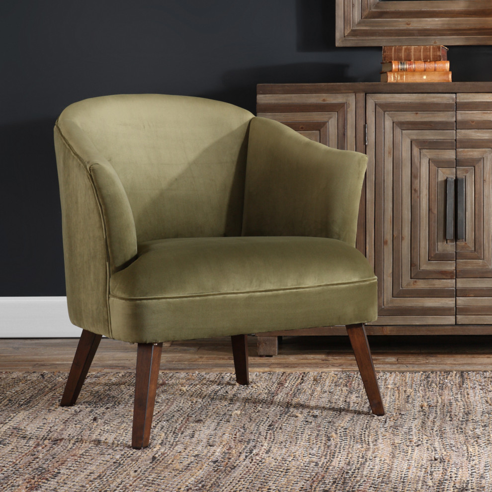 Uttermost Conroy Olive Accent Chair   Midcentury   Armchairs And Accent Chairs   by HedgeApple  Houzz