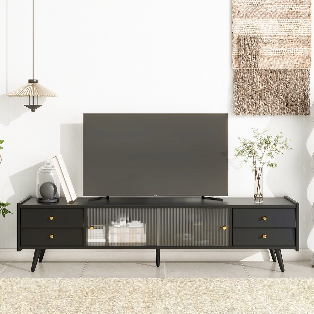 ON TREND Entertainment Units TV Stand with Silver Metal Legs for TV Up to 70\