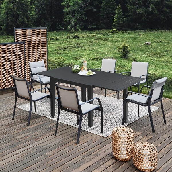 Domi Extendable Patio Dining Table，Aluminum Frame，Weatherproof and Multiple Sizes