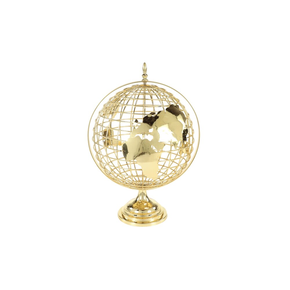 Large Decorative Gold Metal Spinning Globe w Finial Detail 17\