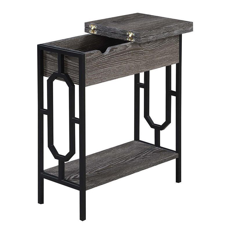 Convenience Concepts Omega Flip Top End Table with Charging Station