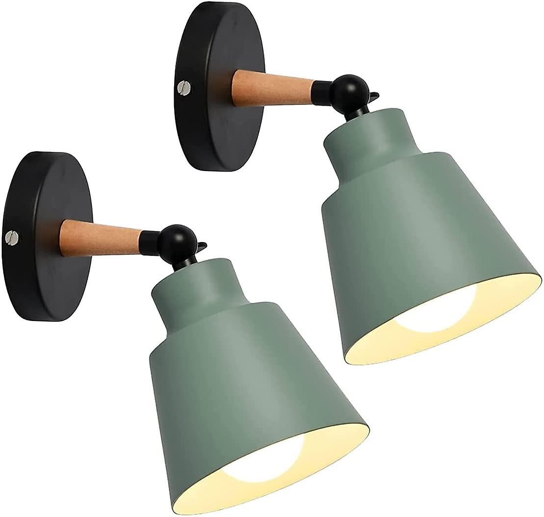 2 Packs Industrial Vintage Wall Sconces Ceiling Light Fixtures E27 Metal Adjustable Indoor(green)