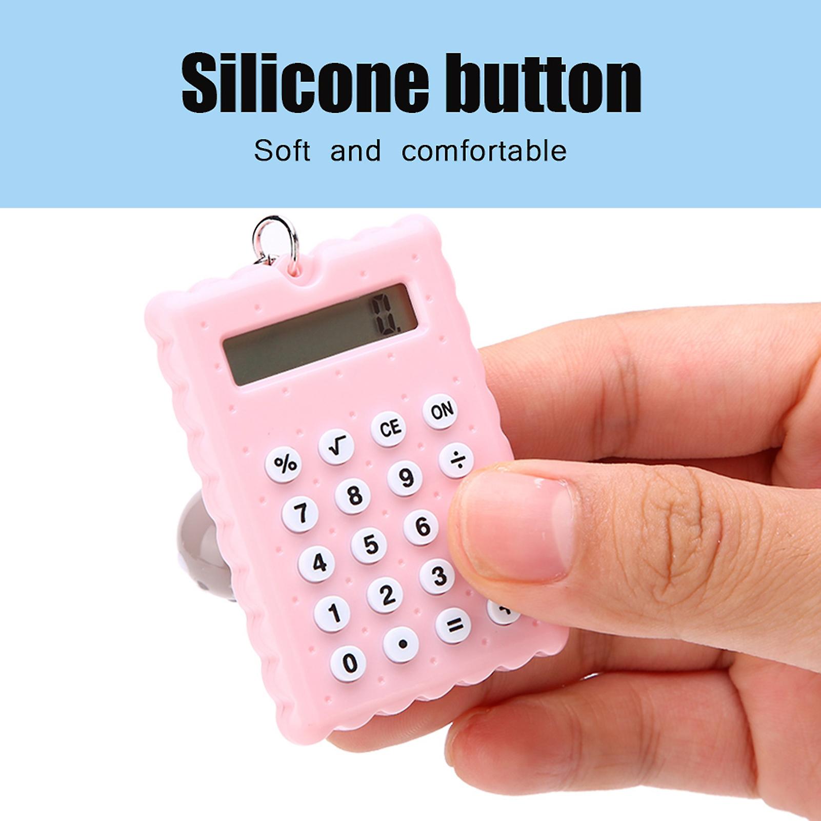 Mini Portable Cute Cookies Style Key Chain Calculator Candy Color Pocket Calculator (pink)