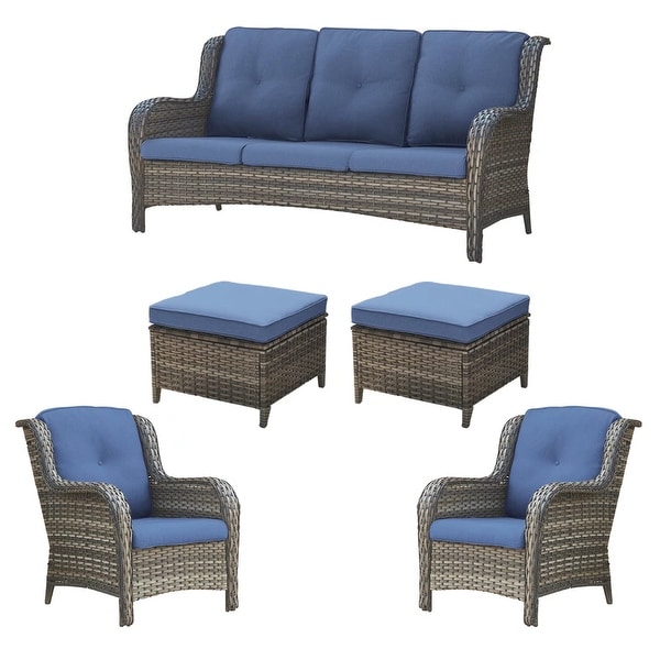 Pocassy 6 Piece Outdoor Wicker Conversation Sofa Set