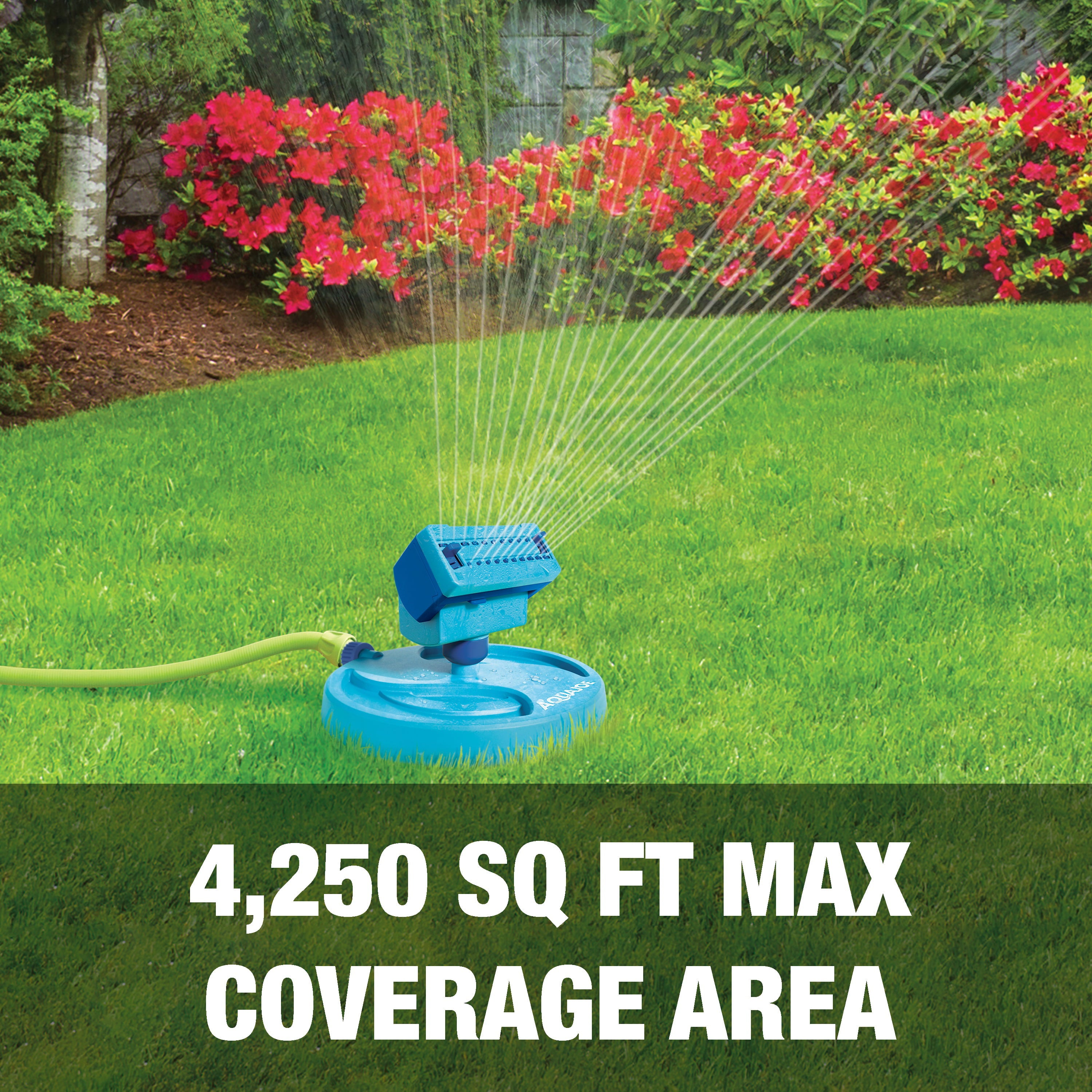 Aqua Joe Mini Gear-Driven Oscillating Sprinkler on Sled Base， Customizable Coverage， 4，250 Sq. ft. Max Coverage