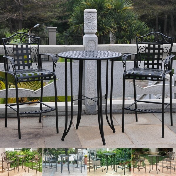 Mandalay 3Piece Outdoor Iron Bar Bistro Set (Set of 3)