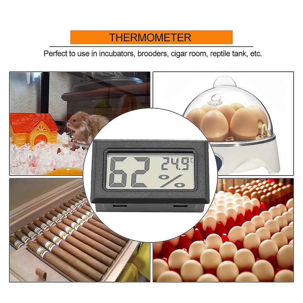 Embedded Digital Hygrometer Thermometer Humidity Temperature Monitor With Built In Probe Black