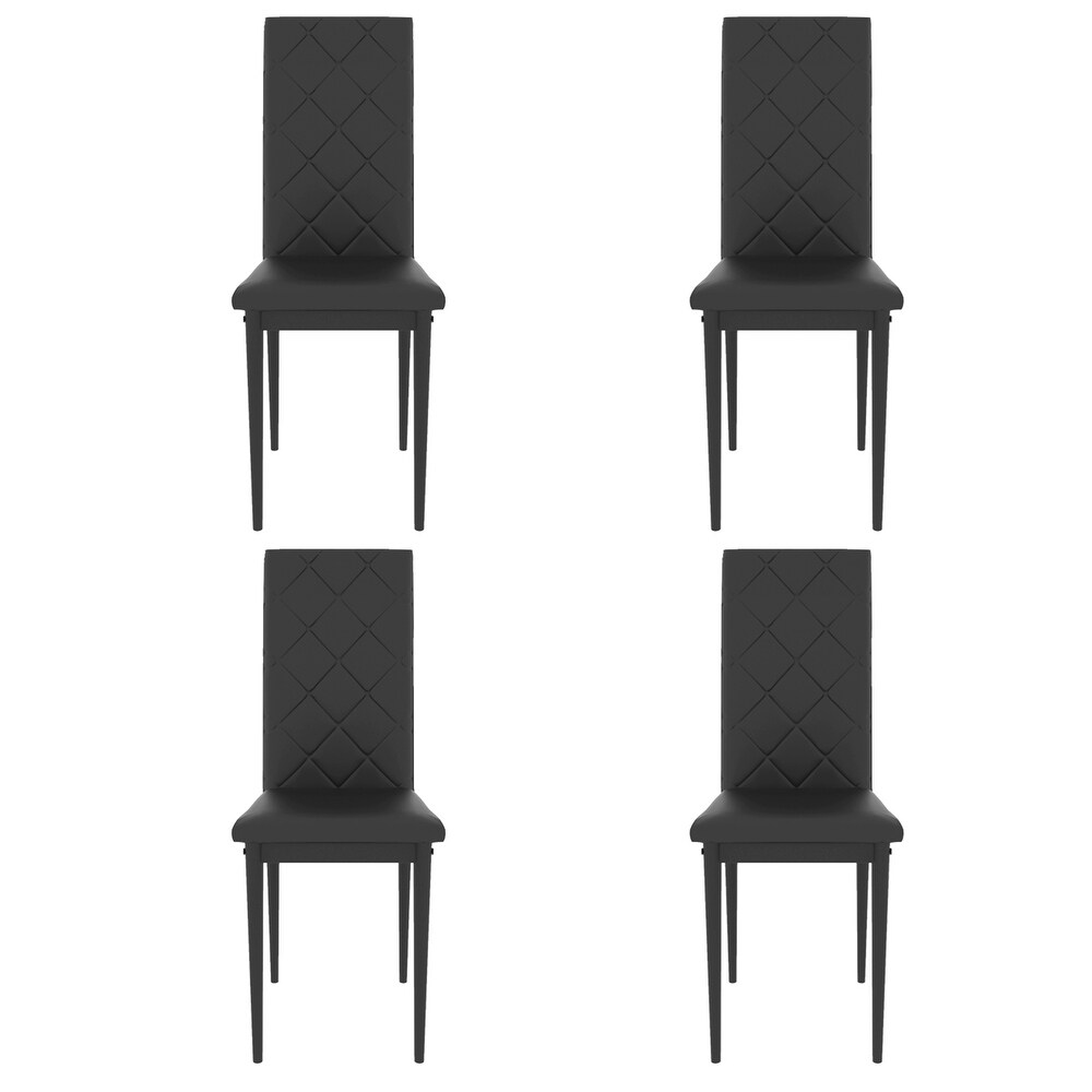 Leather Upholstered Dining Chairs Set of 4 with Metal Leg   17\