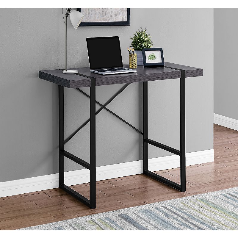 49 Gray and Black Contemporary Rectangular Computer Desk