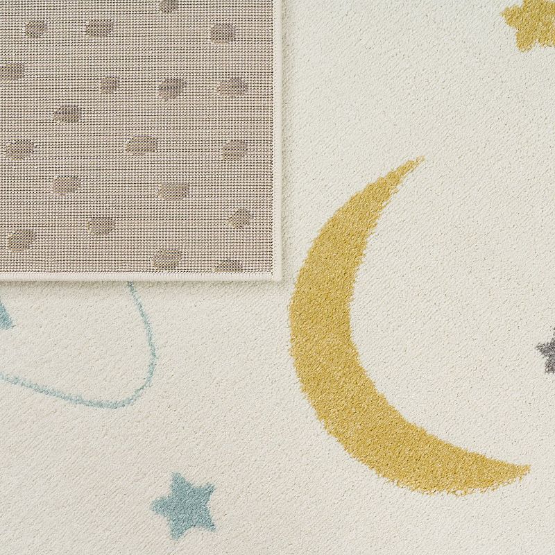 Kids Rug with Pastel Mountains dreamy Stars and Moon for Nursery