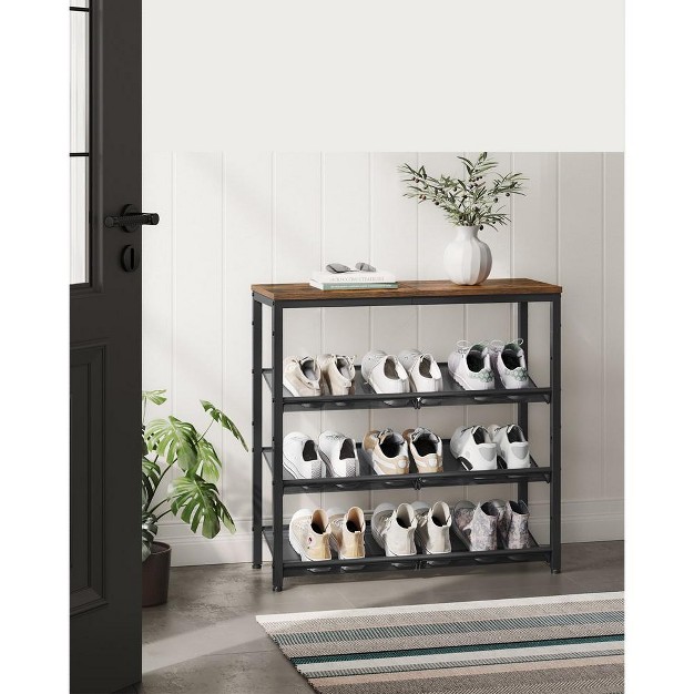 Vasagle 4 Tier Shoe Rack For Entryway Holds 12 15 Pairs