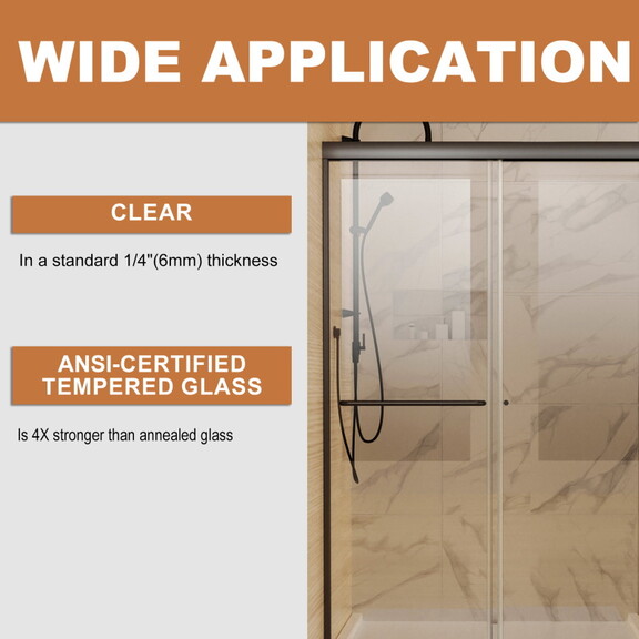 60 in. x 72 in. Traditional Sliding Shower Door in...