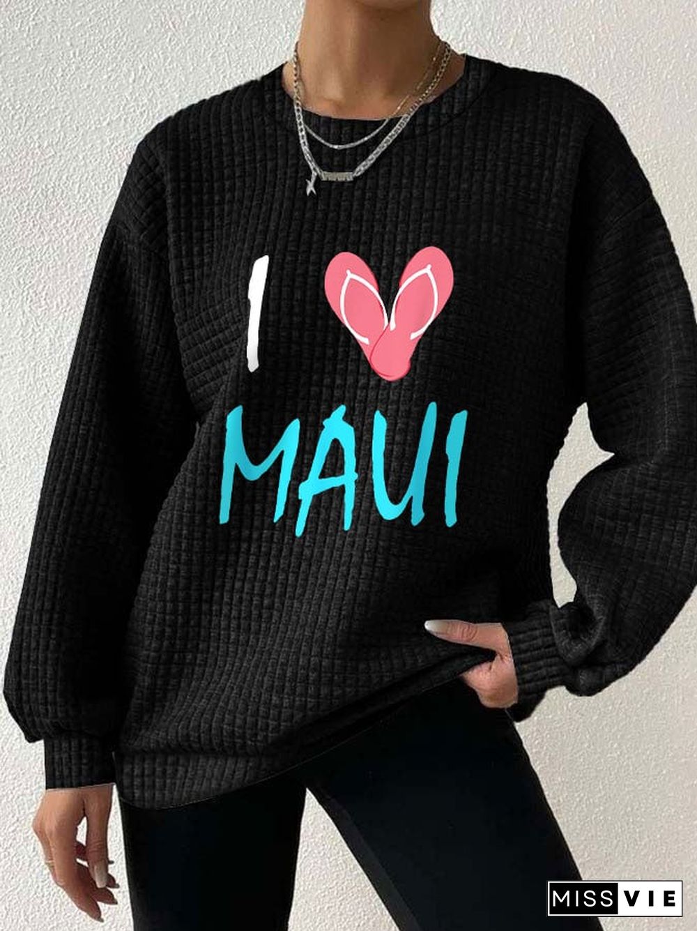 Women's I love maui waffle sweatshirt