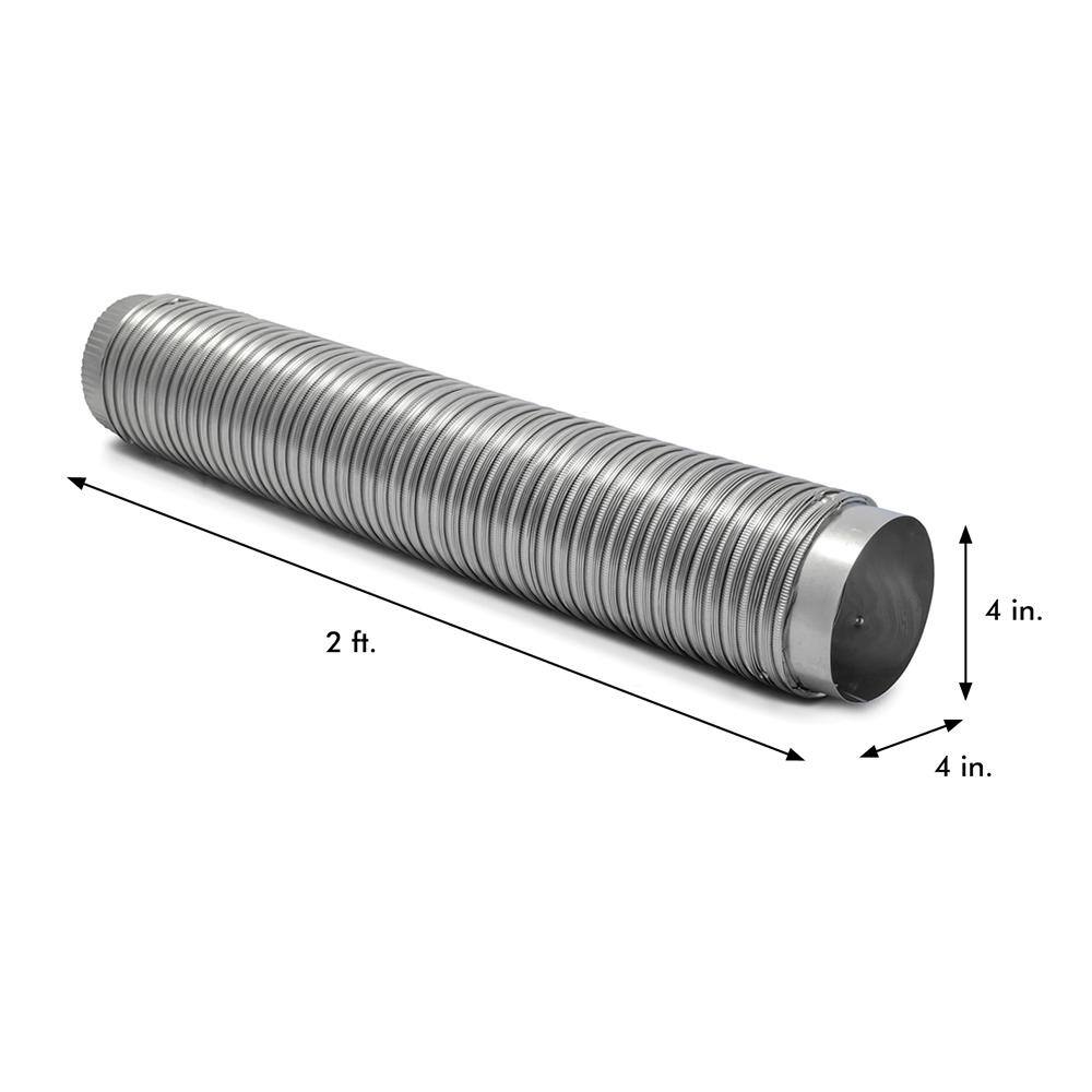 Everbilt 4 in. x 2 ft. Semi-Rigid Aluminum Dryer Vent Duct with Collars MFX42CULXHD