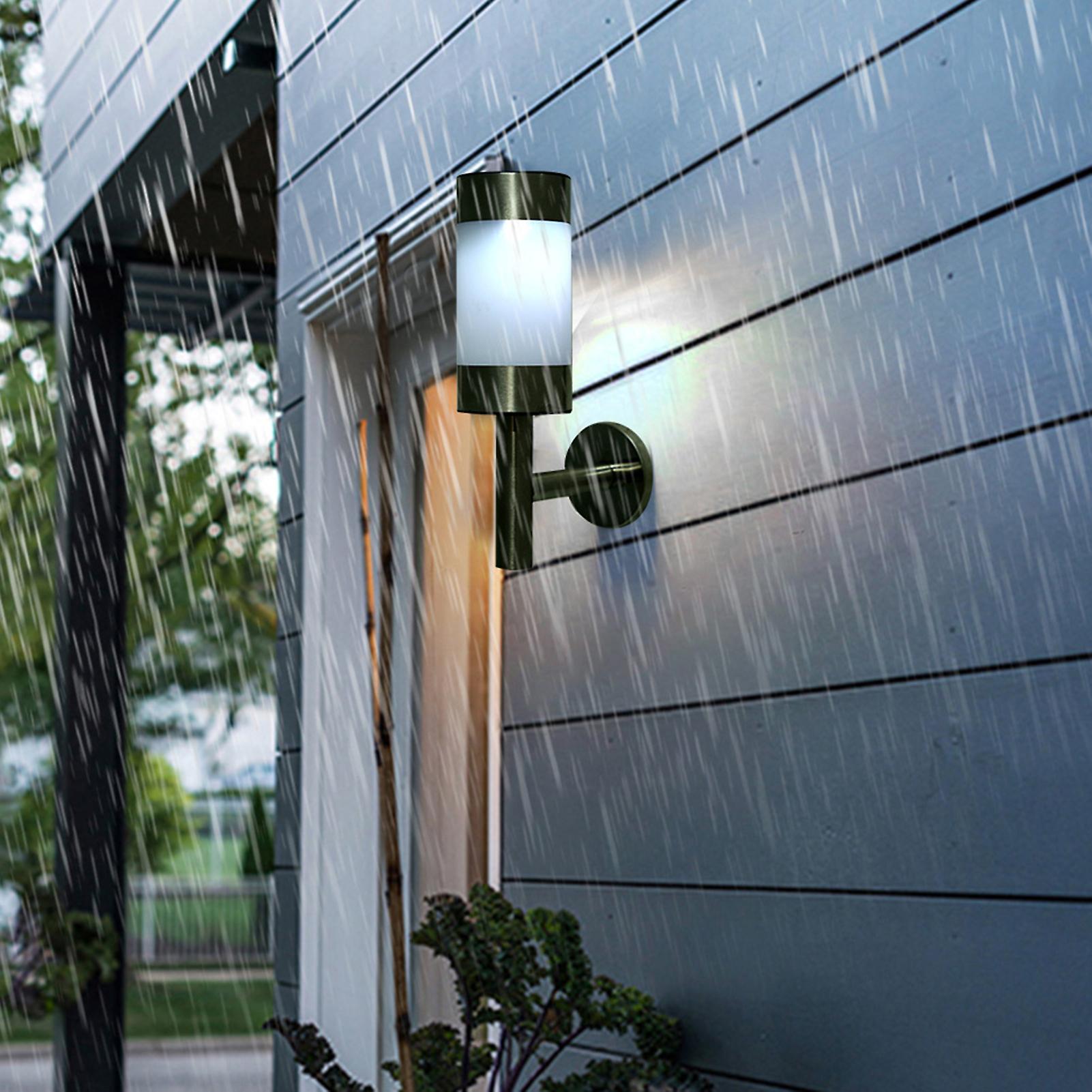 2pcs Stainless Steel Led Solar Power Wall Mount Light Outdoor Garden Yard Sensor Lamp