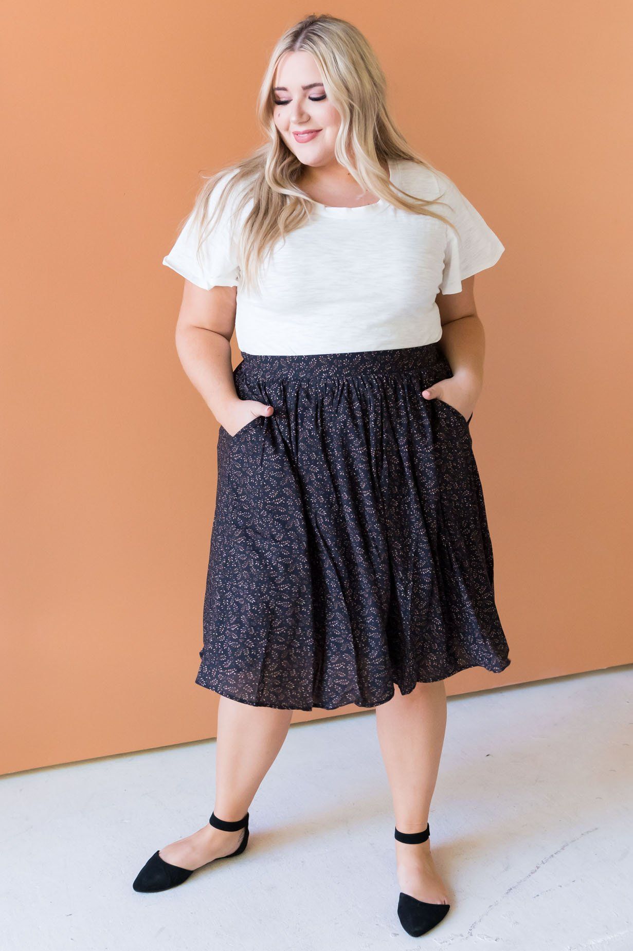 Black Floral Chiffon Skirt