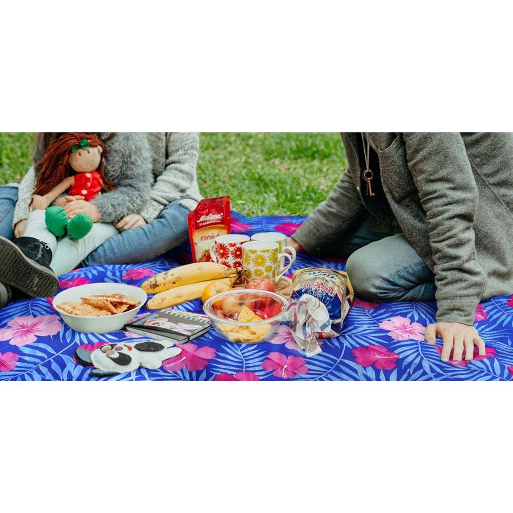 Tidoin Queen 60 in. L x 70 in. W Flower Blue Polyester Picnic Blanket Pads SOFT-YDW1-1095