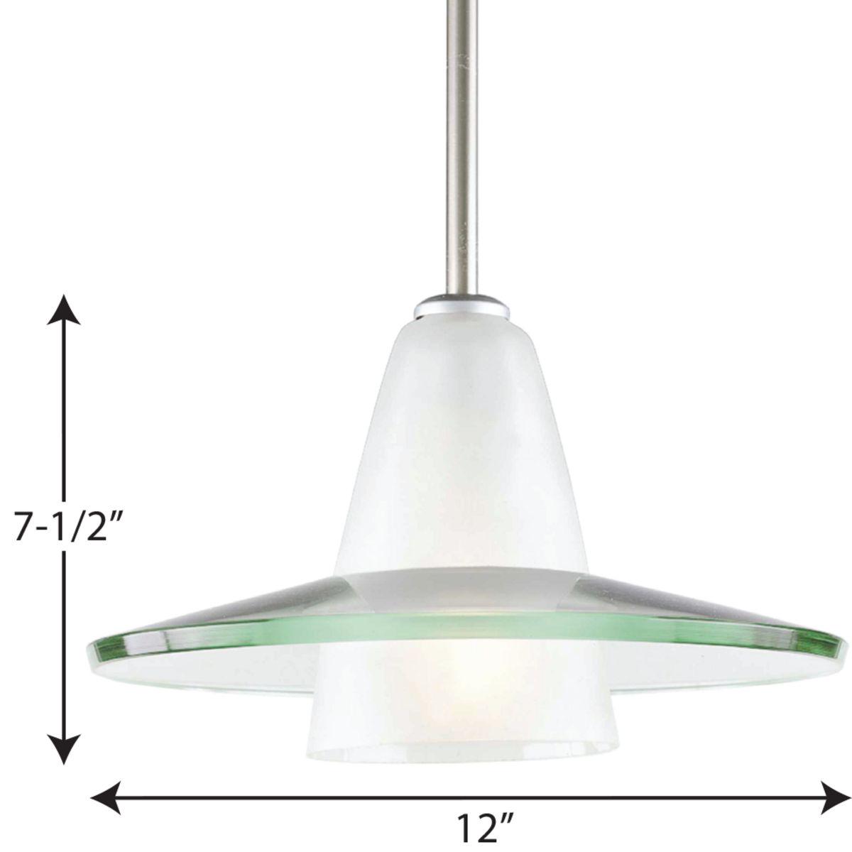 Modern Pendant One-Light Brushed Nickel Clear and Etched Glass Mini-Pendant Light