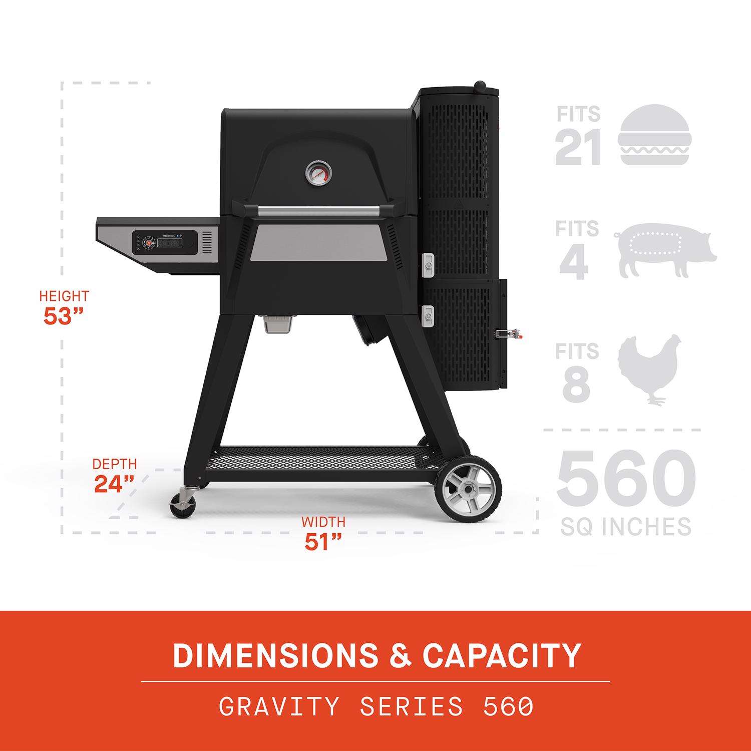 Masterbuilt 24 in. Gravity Series 560 Charcoal Grill and Smoker Black