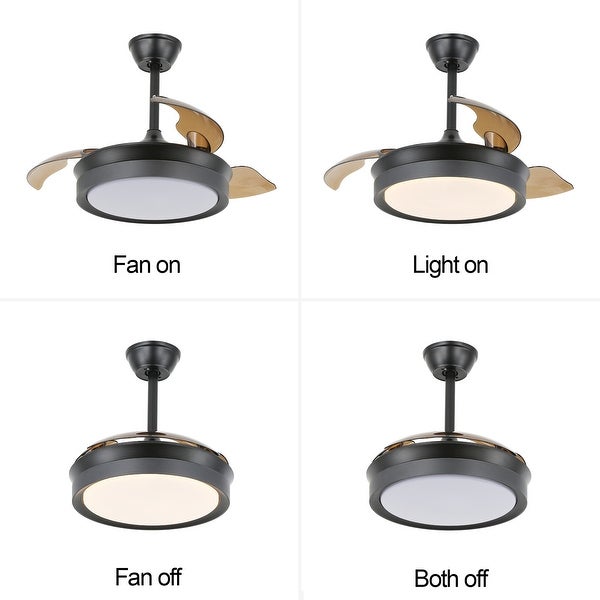 Round 36-inch LED Retractable Ceiling Fan with Remote 3 Color Tones Quiet Ceiling Fan for Living Room and Bedroom - 36 Inches Shopping - The Best Deals on Ceiling Fans | 34480528