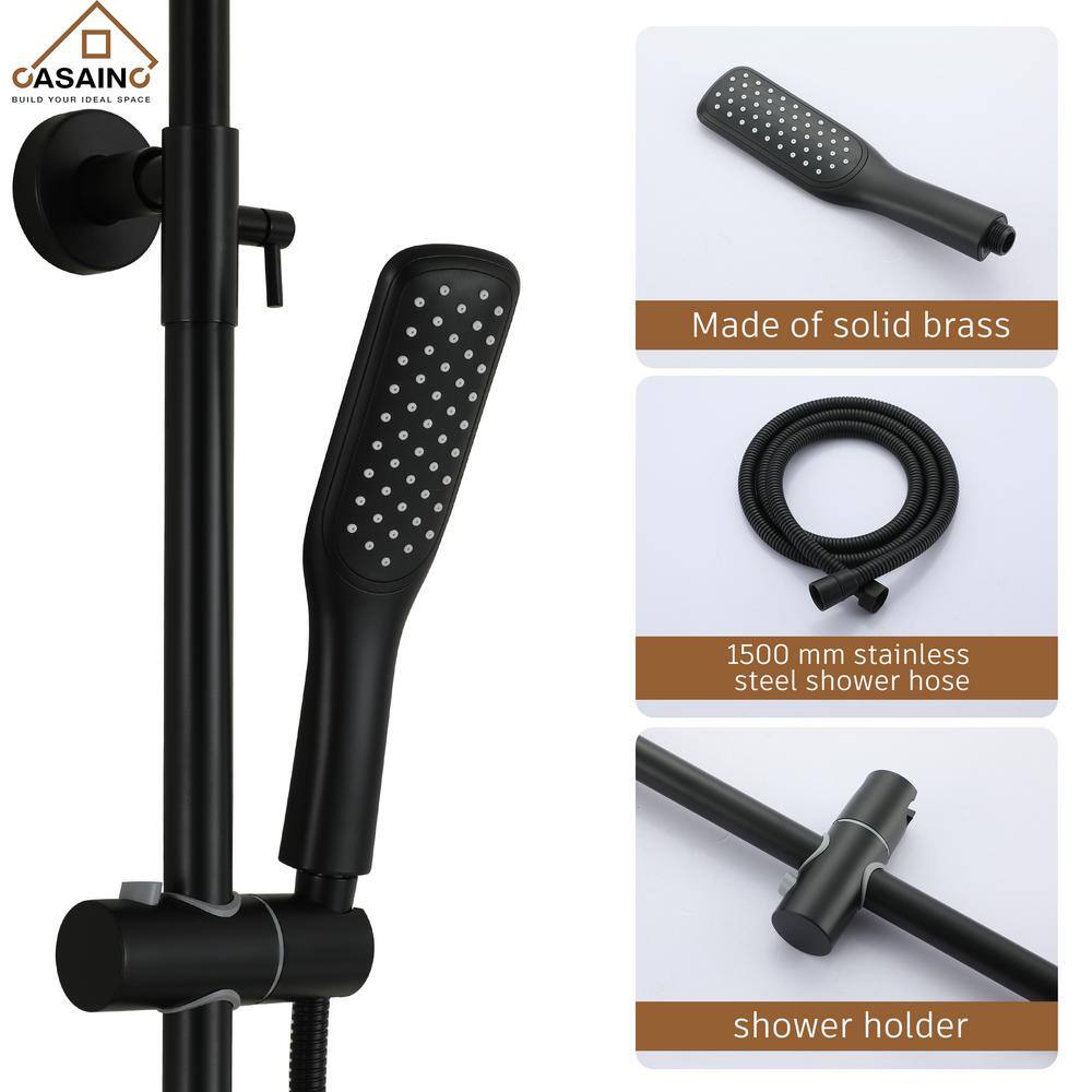 CASAINC 2-Spray with 1.5 GPM Shower System with Shower Head and Handheld Shower in Matte Black WE-SS18MB