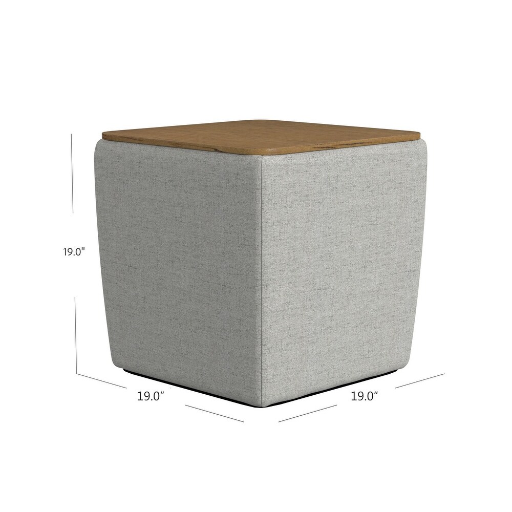 HomePop Storage Table Ottoman with Wood Top