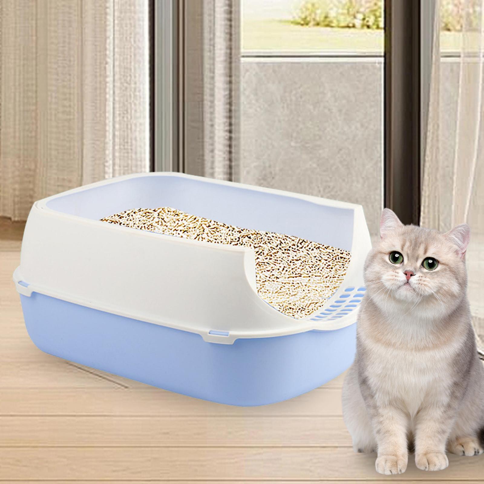 Cat Litter Box Semi Open Top Cat Litter Tray For Kitty Rabbit Small Pet Purple