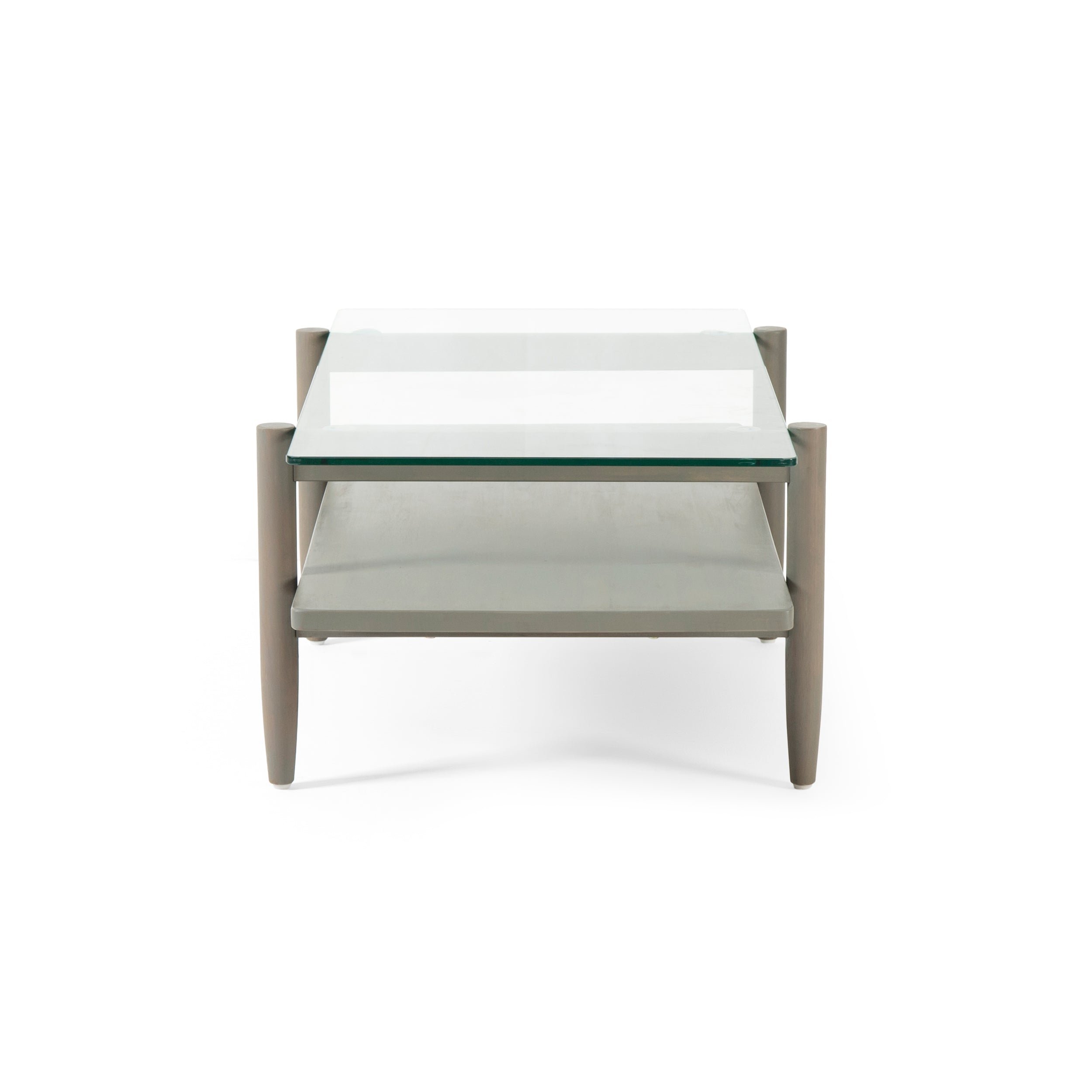 Noble House Grantlee Acacia Wood Coffee Table with Tempered Glass Top, Gray Finish