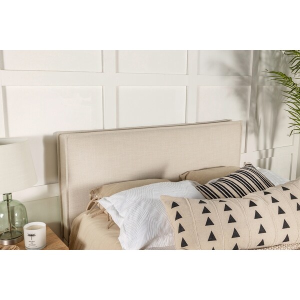 Gemma Sand Upholstered Headboard with Flange Details - - 36045673