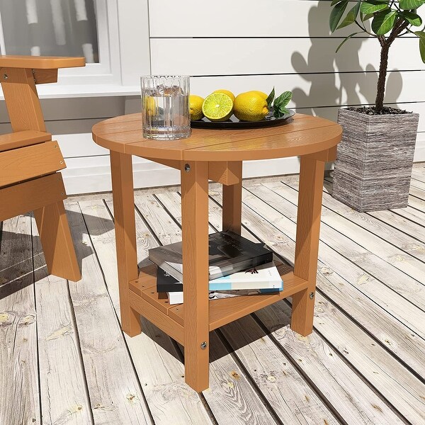 WINSOON All Weather HIPS Outdoor Round 2Tier Outdoor Side Tables Adirondack Tables