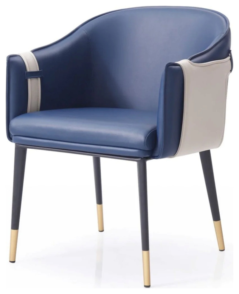 Barron Blue  ampBeige Bonded Leather Dining Chair Set of 2   Contemporary   Dining Chairs   by Virgil Stanis Design  Houzz