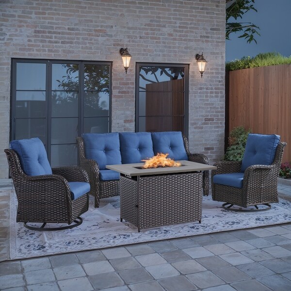 Patio Sofa Sets with Fire Pit Table