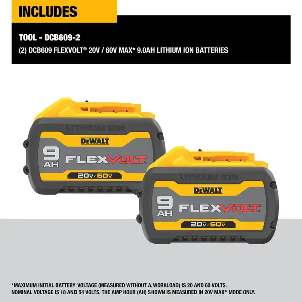 DEWALT 2-Pack 20V/60V MAX FLEXVOLT 9.0 Ah Batteries