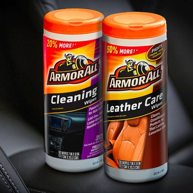 Armor All 2pk 30ct Cleaning leather Wipes Automotive Interior Cleaner